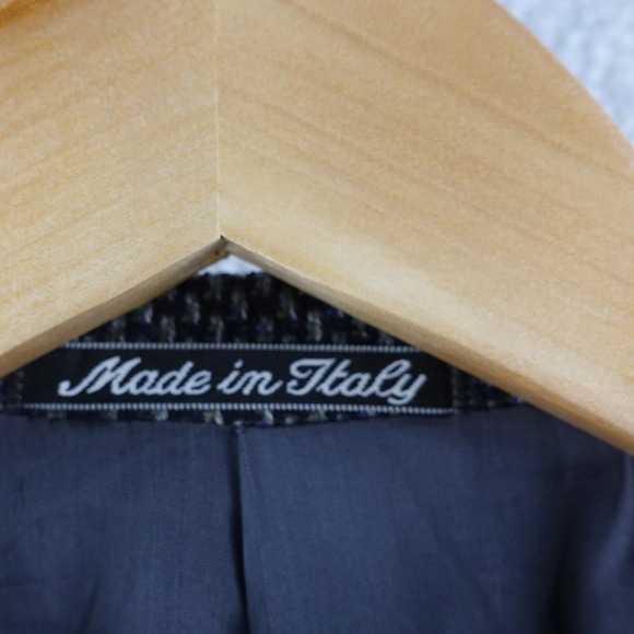 MANI Made in Italy Men Virgin Wool Cashmere Blend Blazer Grey Patterned Size 34R - Picture 8 of 13